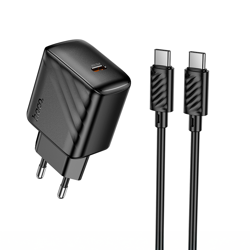 Cargador Carga Rapida Hoco Cs23a 30w Dual + Cable Tipo C Negro – imagen 2