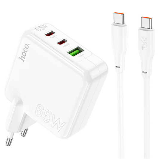 Cargador Hoco C115a 65w 1 Puerto Usb 2 Tipo C + Cable Tipo C