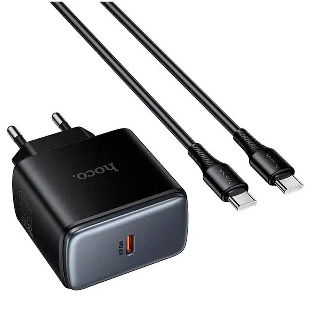 Cargador Carga Rapida Hoco C159a 65w Gan + Cable Tipo C Negro