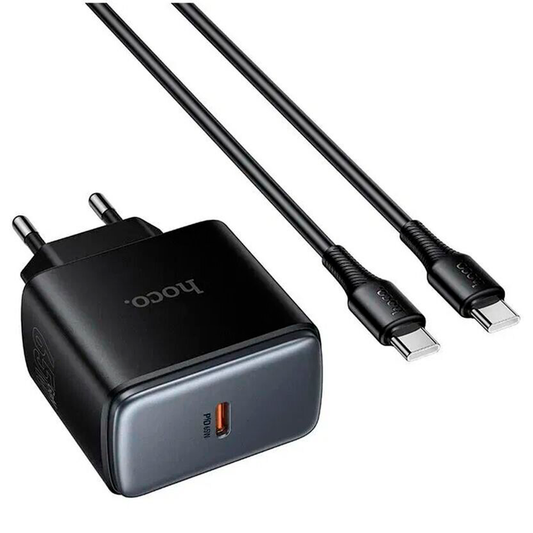 Cargador Carga Rapida Hoco C159a 65w Gan + Cable Tipo C Negro