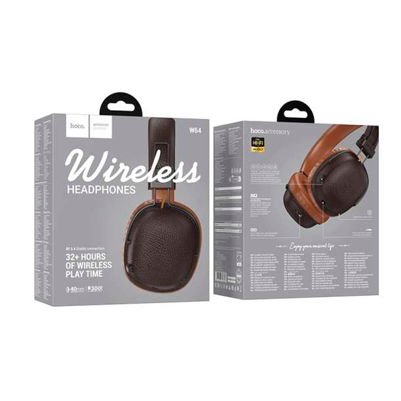 Audífonos Headset Bluetooth Hoco W64 Hi-fi Tf Aux Cafe – imagen 3