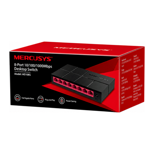 Switch de Escritorio Mercusys MS108G 8 Puertos 10/100/1000 Mbps Ultra Compacto