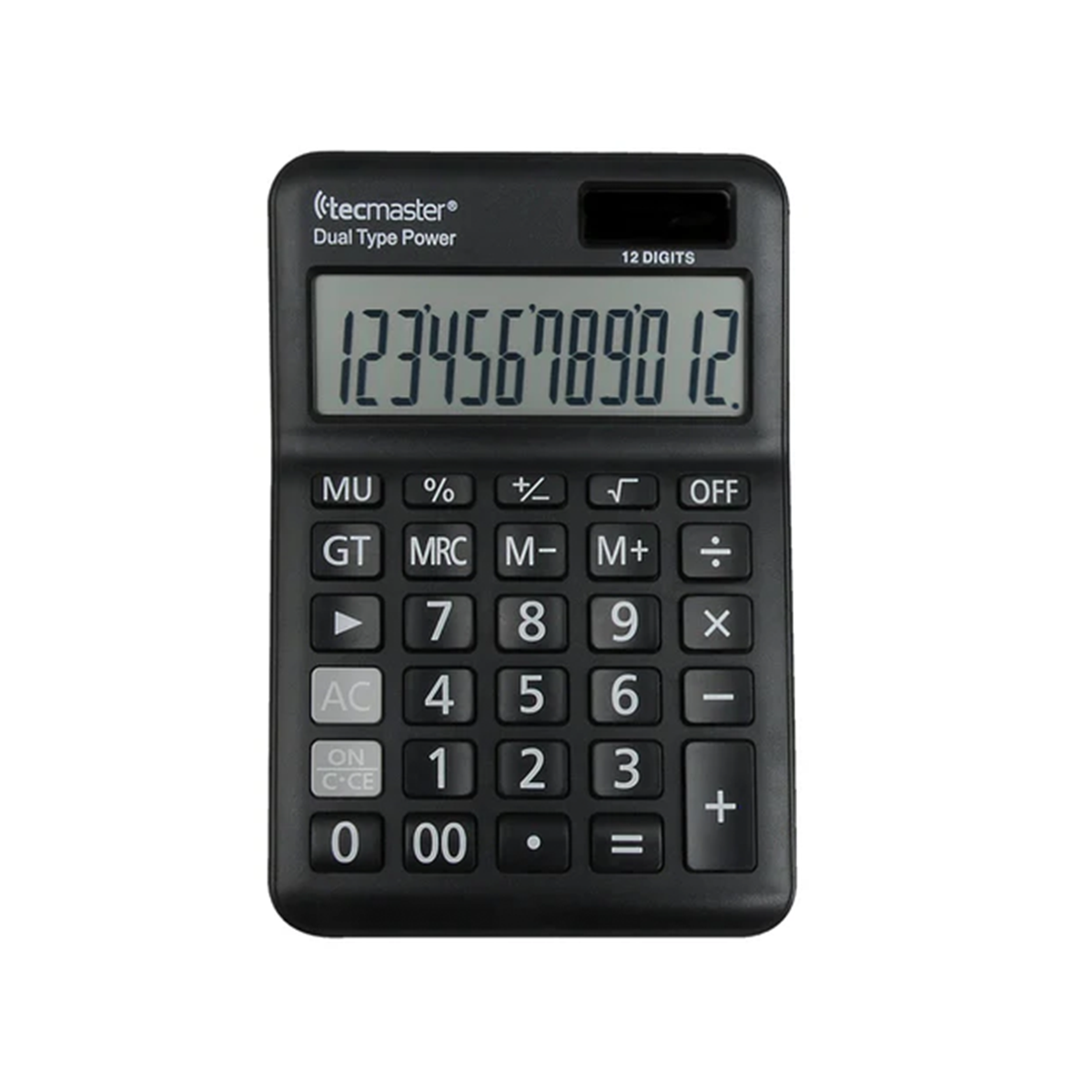 Calculadora Con Panel Solar 12 Digitos Tecmaster TM-100558 Negro