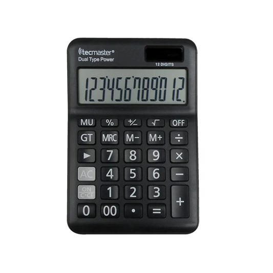 Calculadora Con Panel Solar 12 Digitos Tecmaster TM-100558 Negro