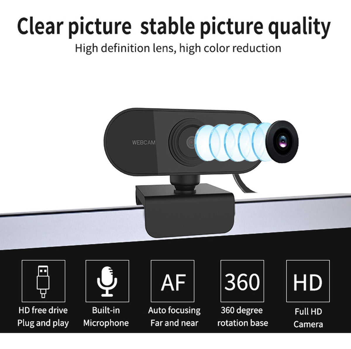 Webcam Usb Mini Pc Mac Full HD Negro – imagen 2