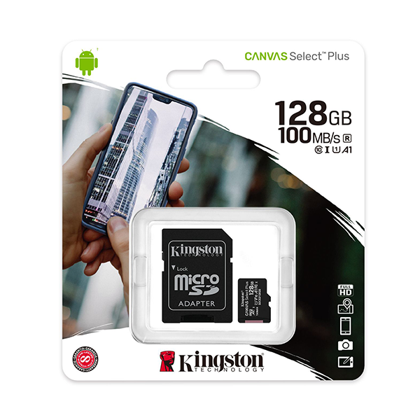 Micro Sd 128 Gb Canvas Plus + Adaptador Kingston