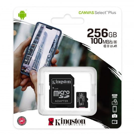 Micro Sd 256 Gb Canvas Plus + Adaptador Kingston