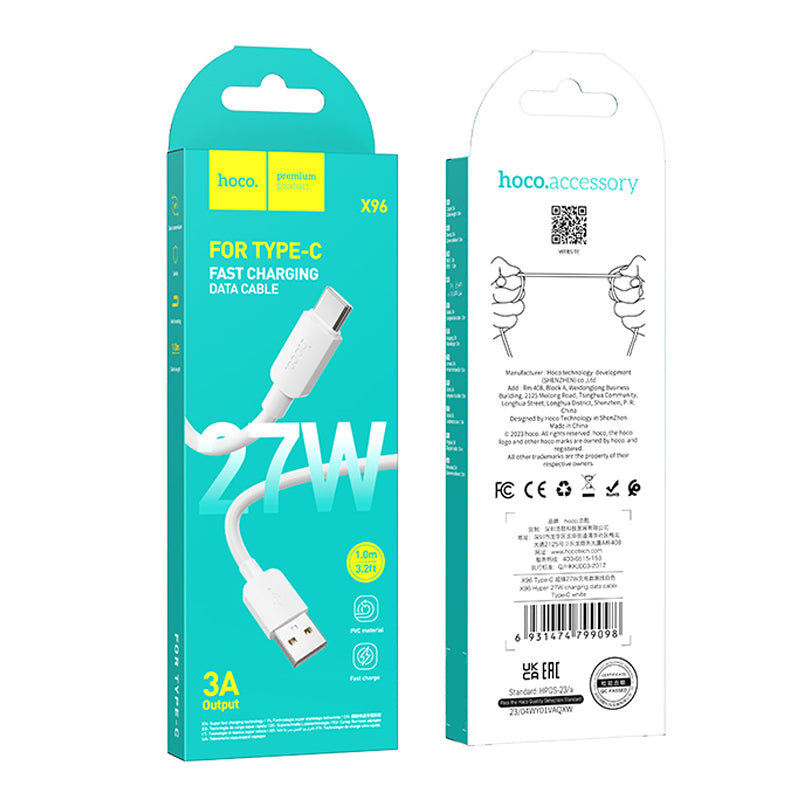 Cable Usb a Tipo C 27w Hoco X96 Blanco – imagen 2