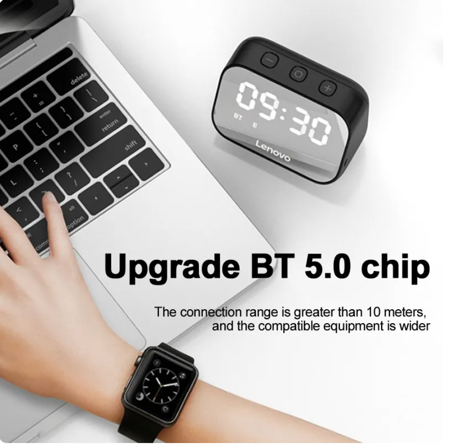 Parlante Bluetooth Lenovo TS13 Reloj Despertador Digital Rosa – imagen 2