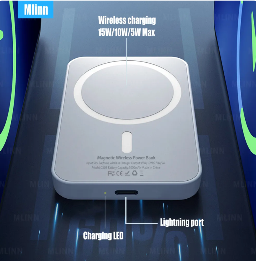 Bateria Cargador Magsafe iPhone Externa Magnetica 5000 Mah Blanco – imagen 2