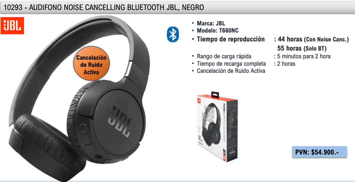 Audífonos Bluetooth Jbl tune 660nc Negro – imagen 2