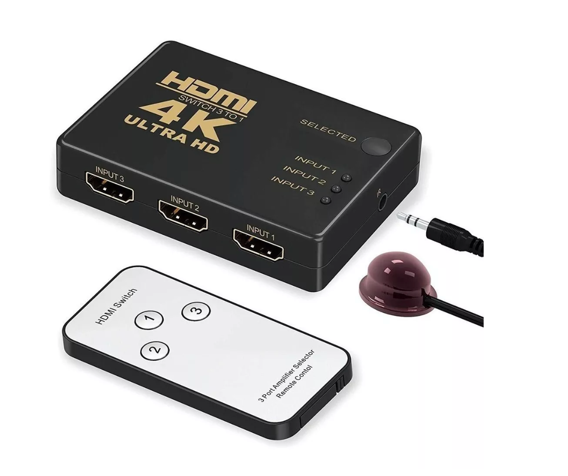 Adaptador Switch Hdmi 4k Pasivo 3x1 Con Control Remoto
