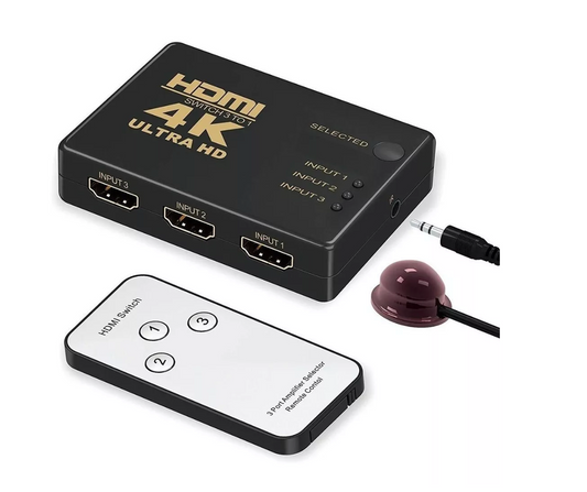 Adaptador Switch Hdmi 4k Pasivo 3x1 Con Control Remoto