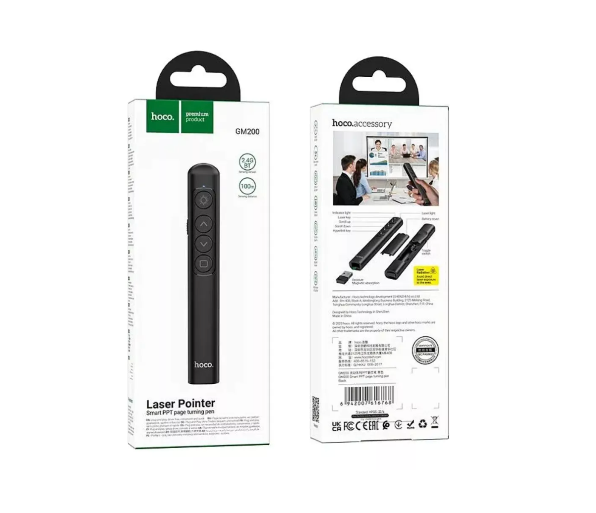 Presentador Diapositiva Puntero Láser Hoco Gm200 Negro – imagen 2