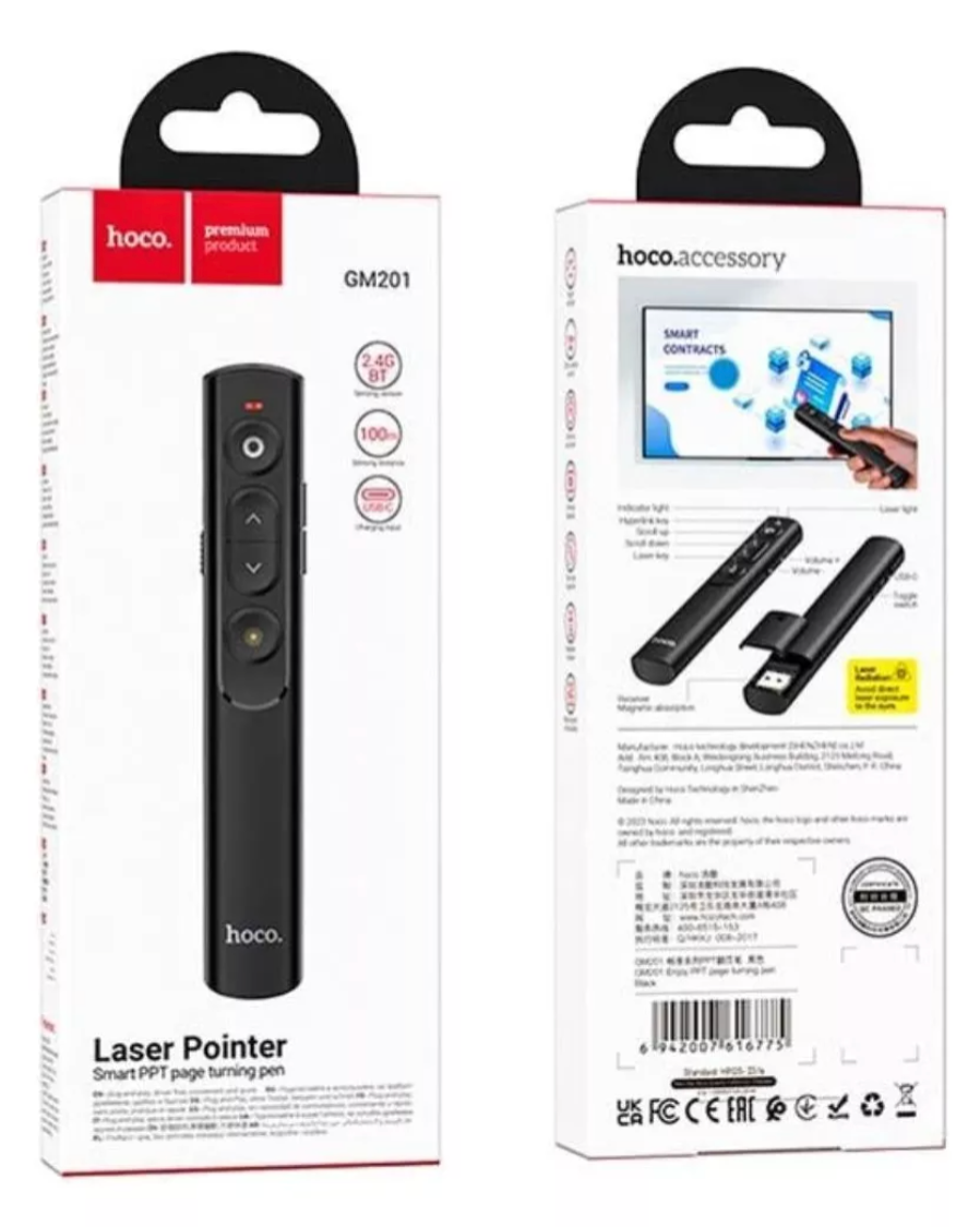 Presentador Diapositiva Puntero Láser Hoco Gm201 Negro – imagen 3