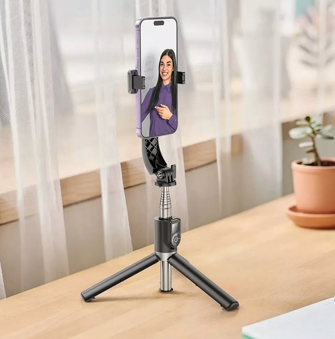 Baston Selfie Tripode Bluetooth Hoco K20 + Control Negro – imagen 2