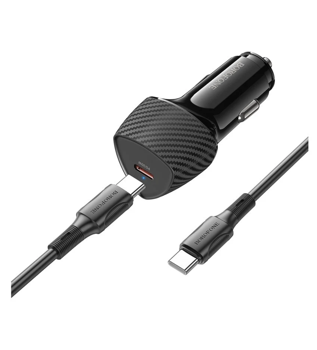 Cargador de Auto Borofone Bz31b 30w + Cable Tipo C A Tipo C – imagen 2