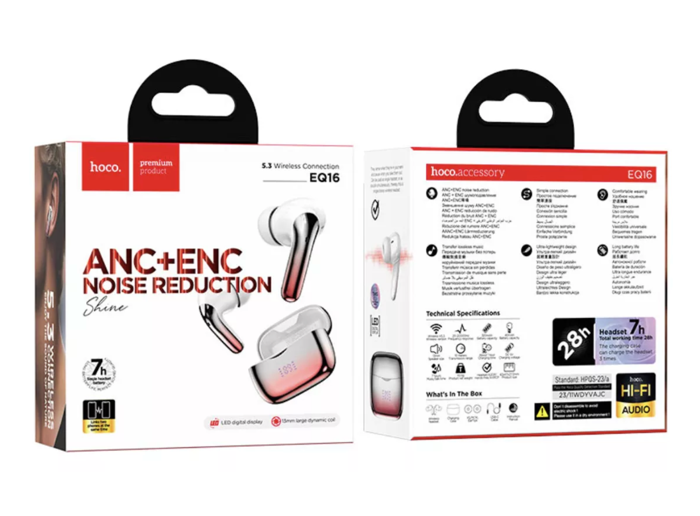Audífonos Bluetooth Hoco Eq16 Shine Anc Rojo – imagen 2
