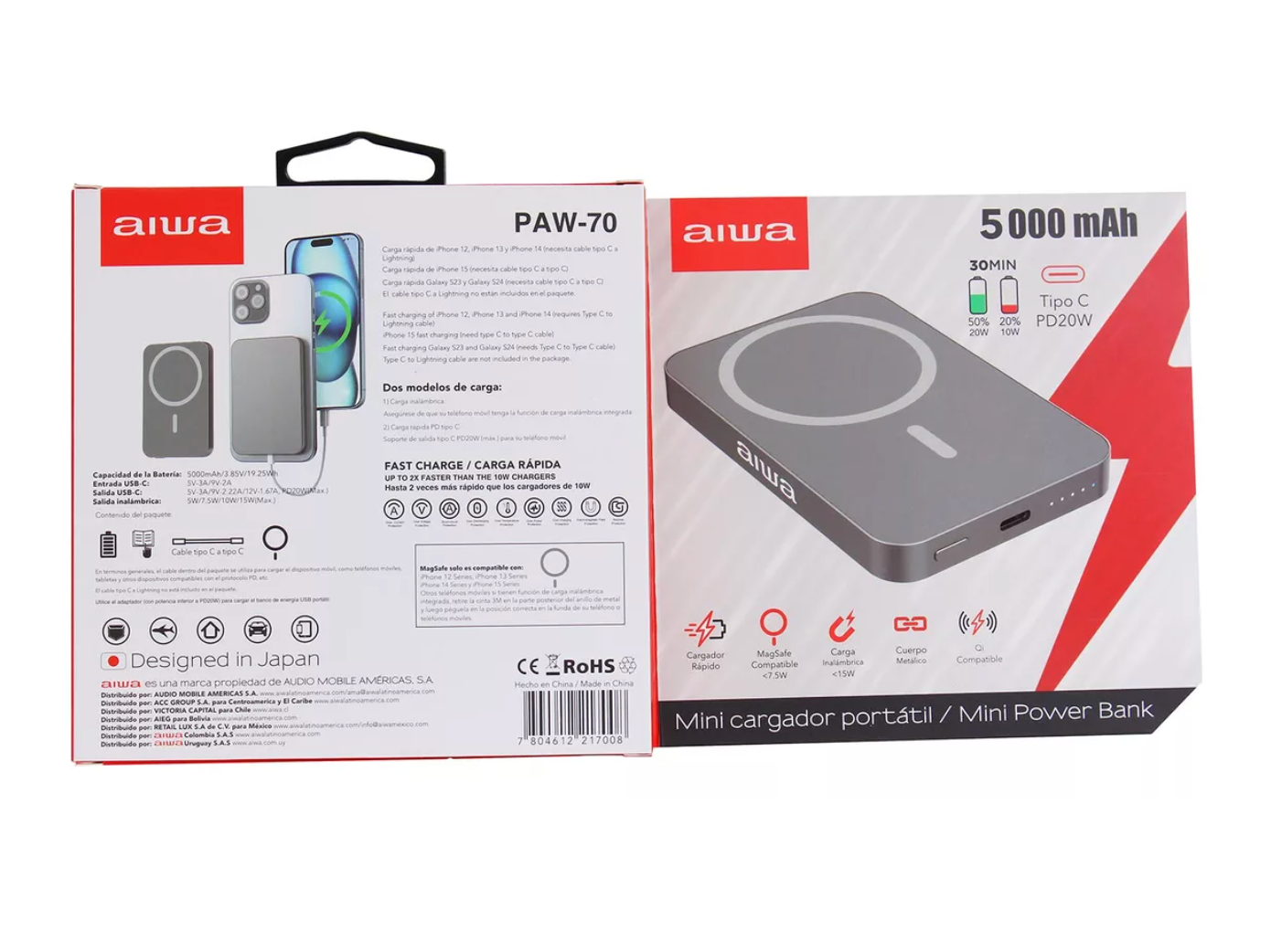 Powerbank Bateria Externa Magsafe Aiwa Paw-70 5000 Mah Gris – imagen 2
