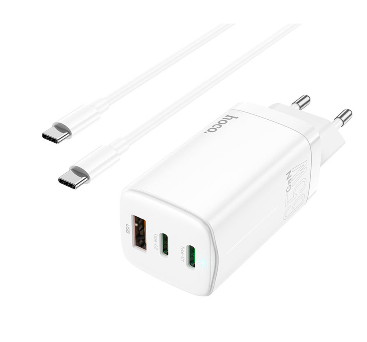 Cargador Carga Rapida Hoco N19 65w + Cable Tipo C Blanco