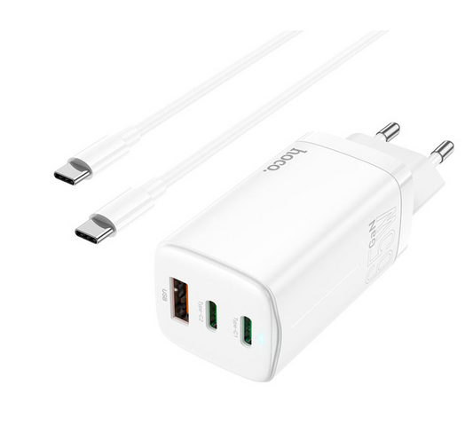 Cargador Carga Rapida Hoco N19 65w + Cable Tipo C Blanco