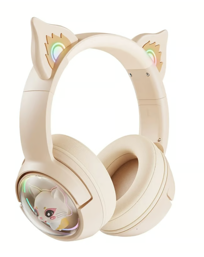 Audifonos Gamer Bluetooth Onikuma B5 Rgb Orejas de Gato Beige – imagen 2