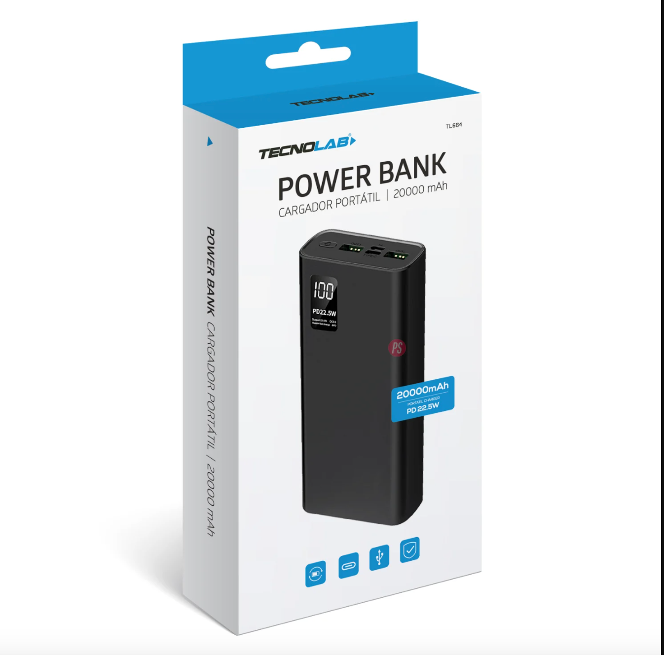 Powerbank Bateria Portatil 20000 Mah Tecnolab TL664 22.5w Negro