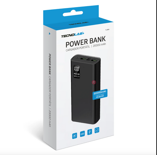 Powerbank Bateria Portatil 20000 Mah Tecnolab TL664 22.5w Negro