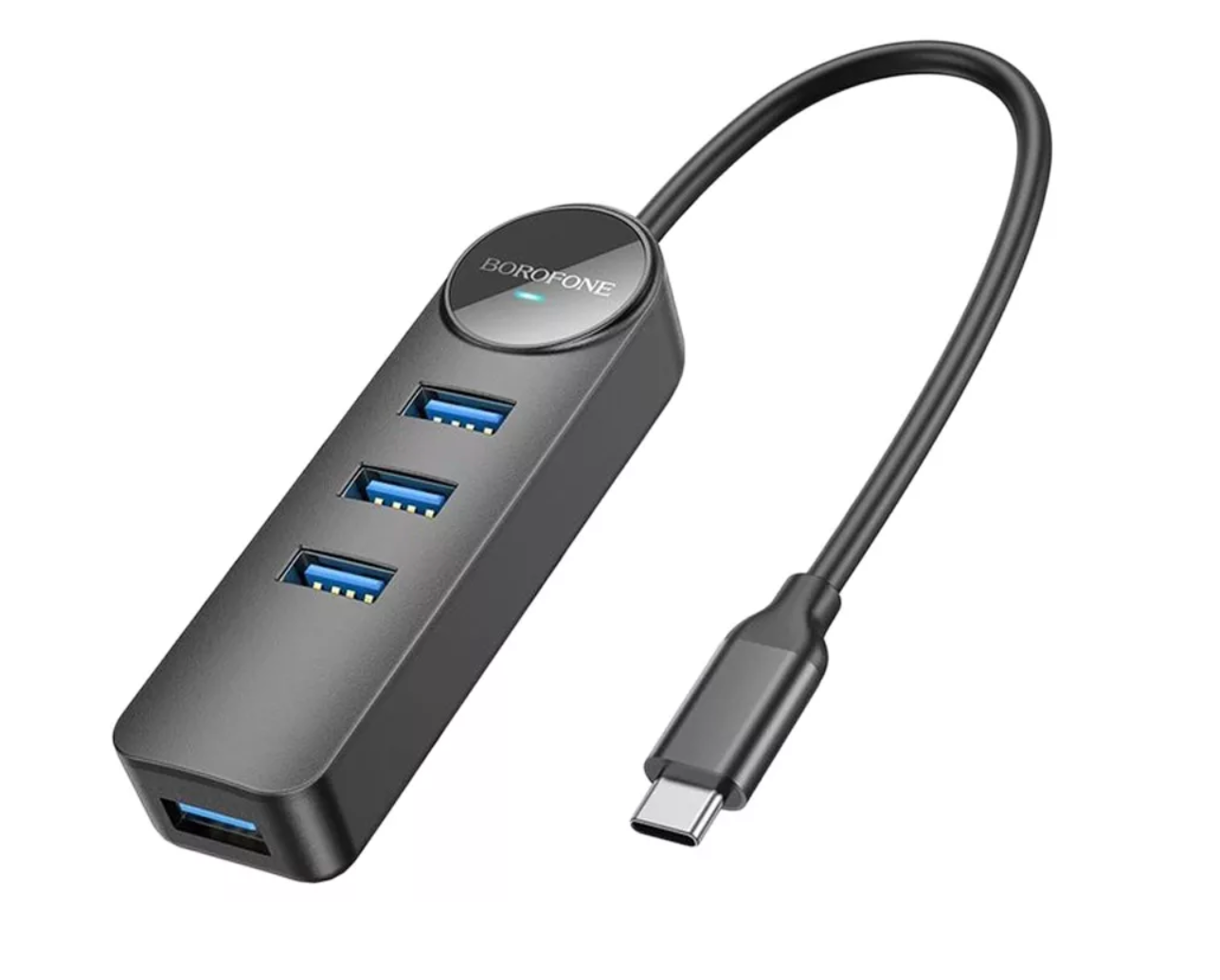 Adaptador Hub Borofone Dh5 4 En 1 Tipo C 4 Usb 3.0 Negro