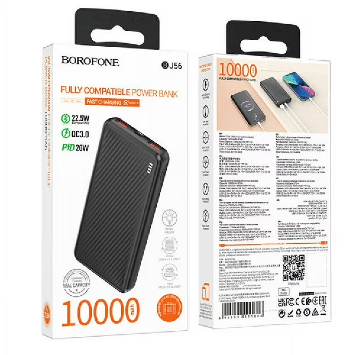 Powerbank Carga Rapida Borofone Bj56 10000 Mah 22.5w Negro – imagen 3