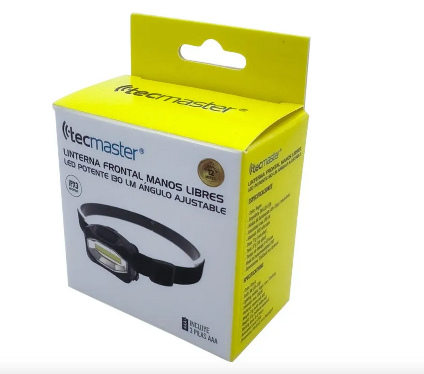 Linterna Frontal Manos Libres 3w Tecmaster Negro