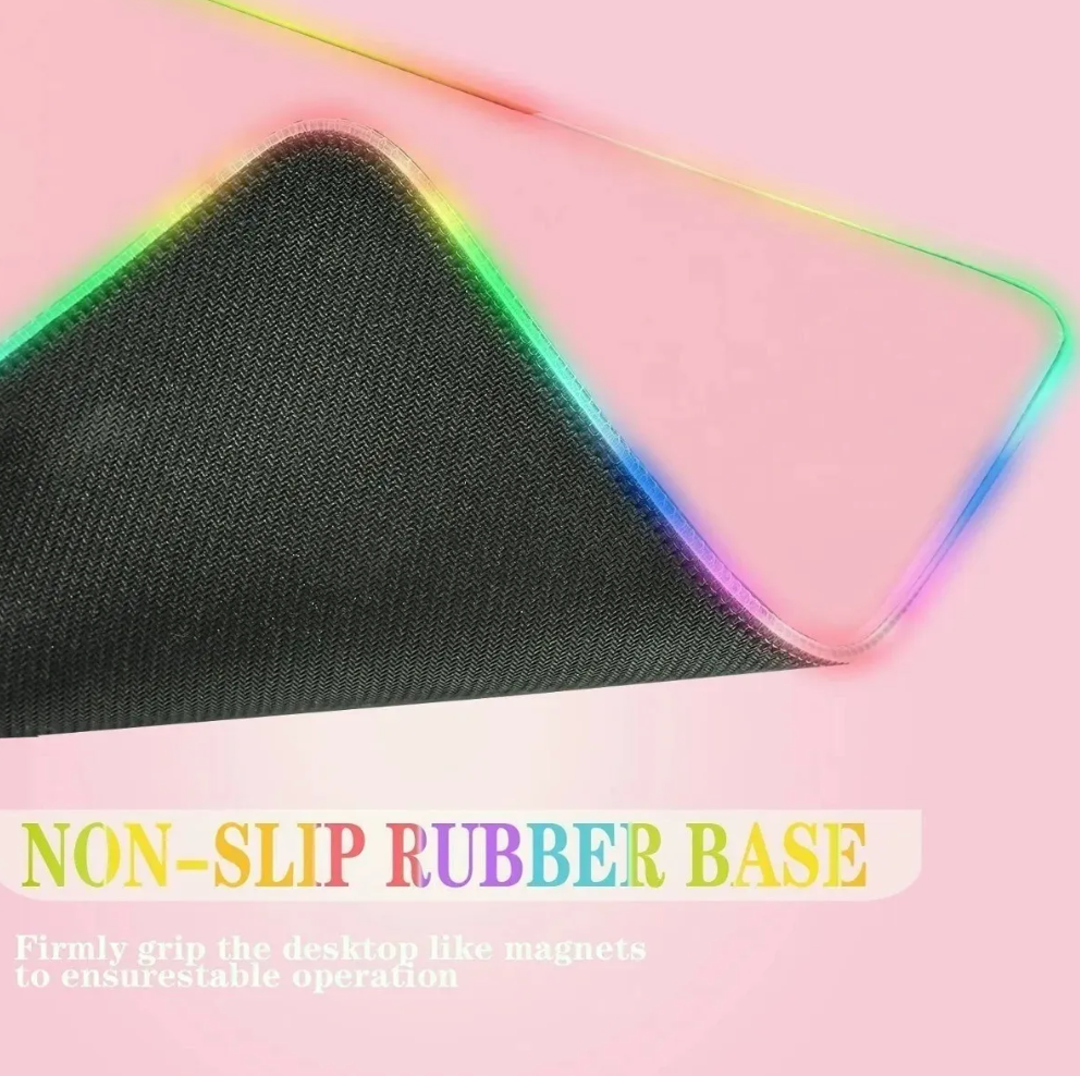 Mousepad Gamer Rgb Antideslizante 35x25 Cm Rosado – imagen 3