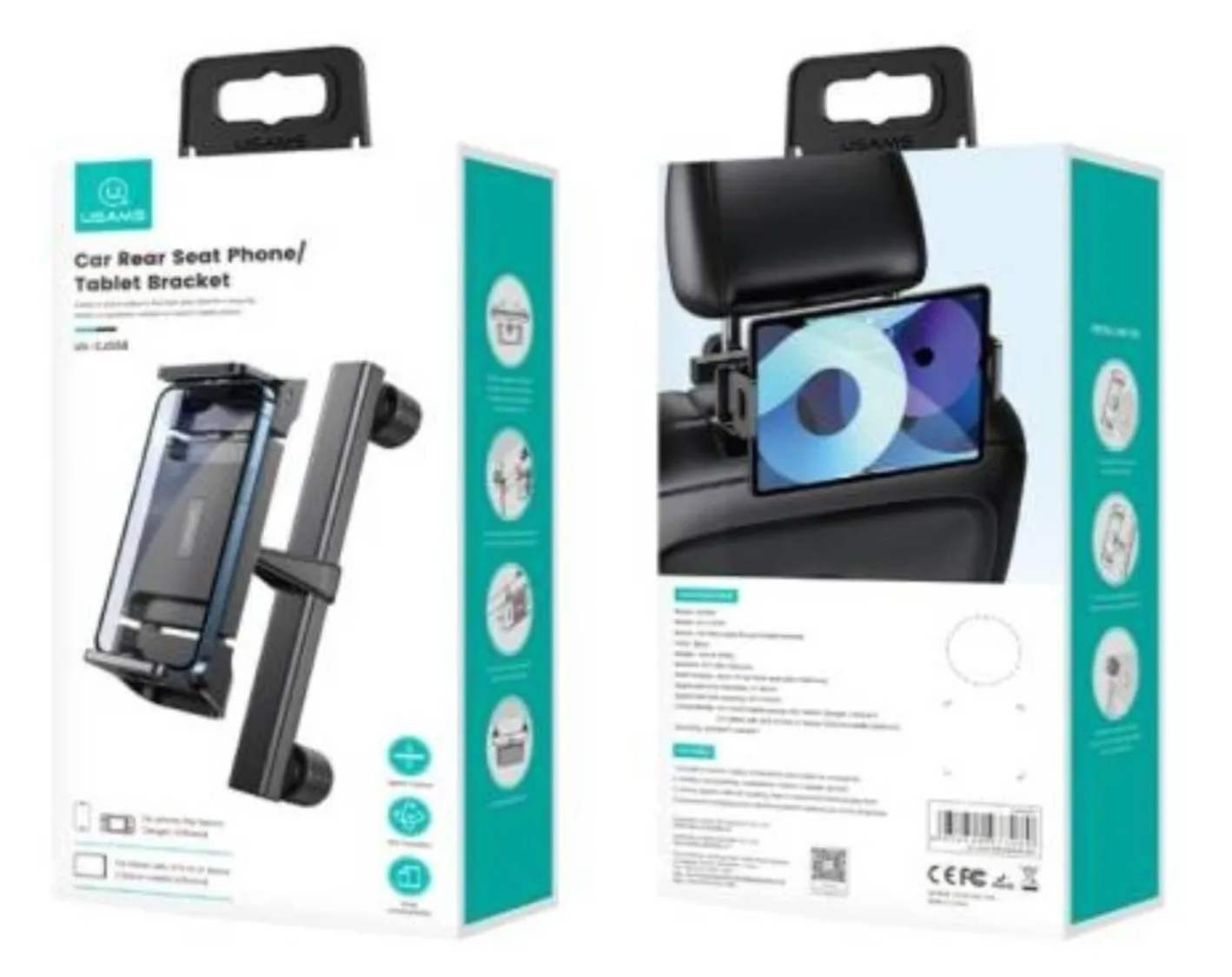 Soporte Respaldo Asiento Para Tablet Usams Zj068 Negro – imagen 3