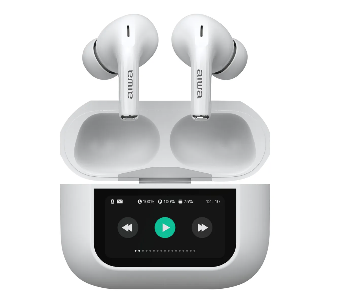 Audífonos Bluetooth Aiwa In Ear Pantalla Táctil Aw-twsgpro Blanco
