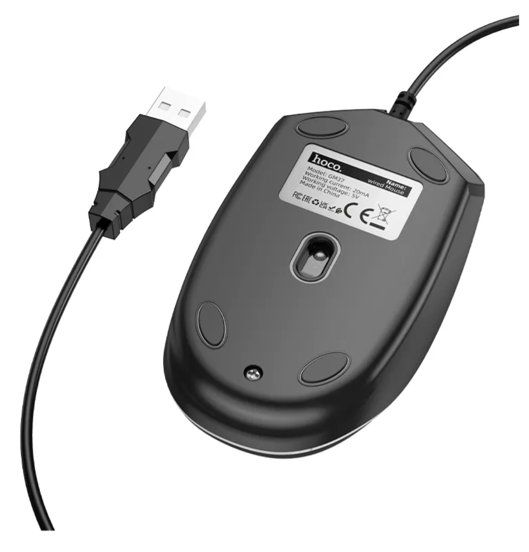 Mouse Hoco Con Cable Gm37 2400 Dpi Negro – imagen 2