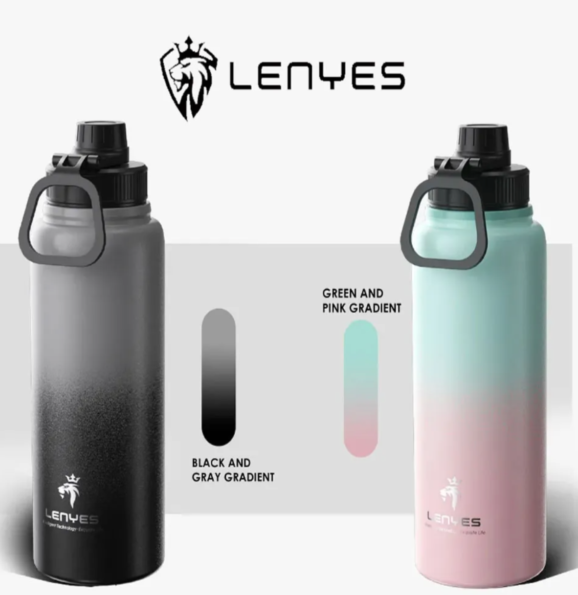 Botella Lwb202 Acero Inoxidable 1 Litro Verde Rosa – imagen 2