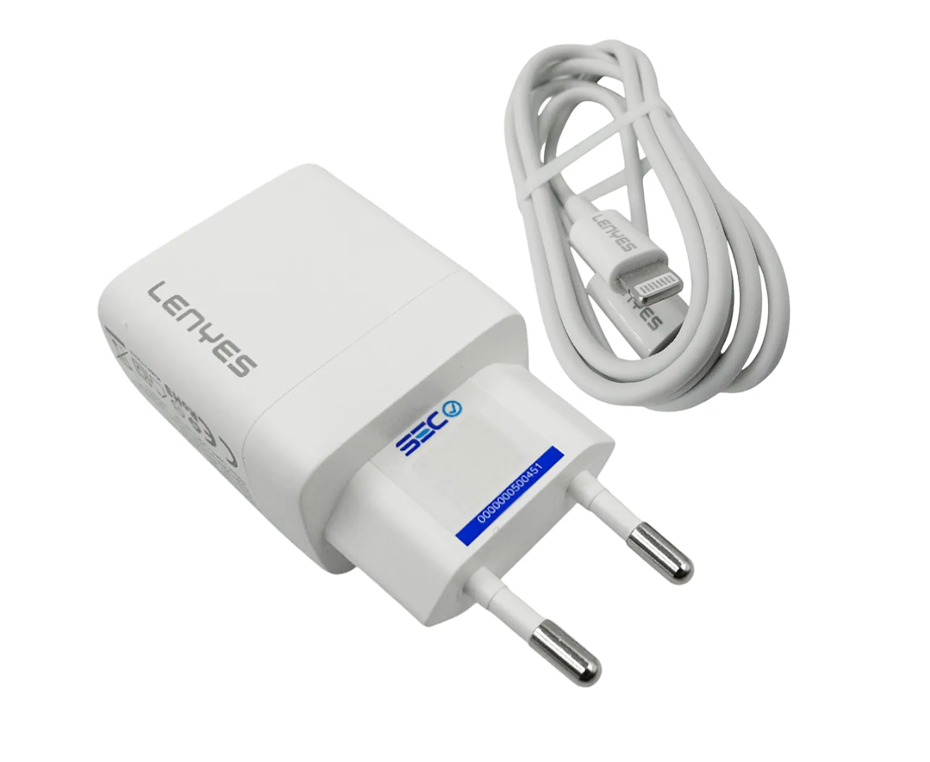 Cargador Lenyes Lch52 Gan Dual 20w + Cable Para Lightning Blanco – imagen 2