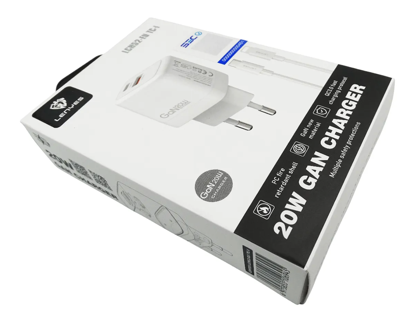 Cargador Lenyes Lch52 Gan Dual 20w + Cable Para Lightning Blanco – imagen 3