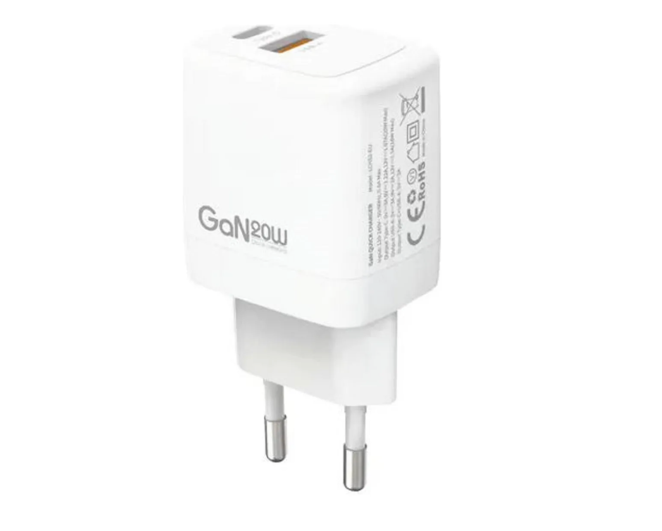 Cargador Lenyes Lch52 Gan Dual 20w Blanco