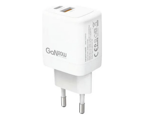 Cargador Lenyes Lch52 Gan Dual 20w Blanco