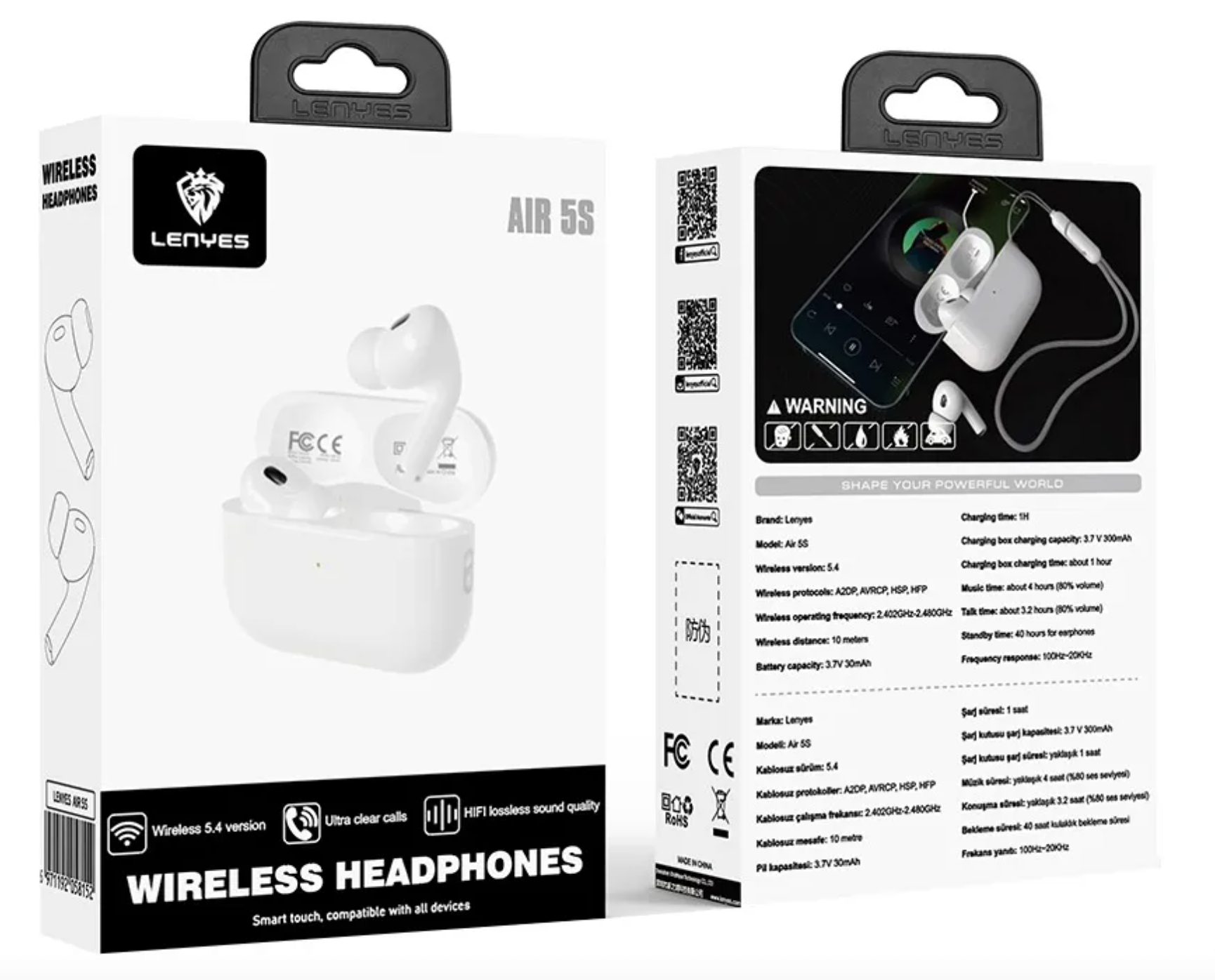 Audífonos In Ear Bluetooth Lenyes Air 5S Blanco – imagen 3