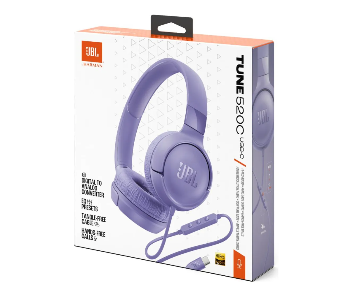 Audífonos Jbl Tune 520 Con Cable Tipo C Violeta – imagen 2