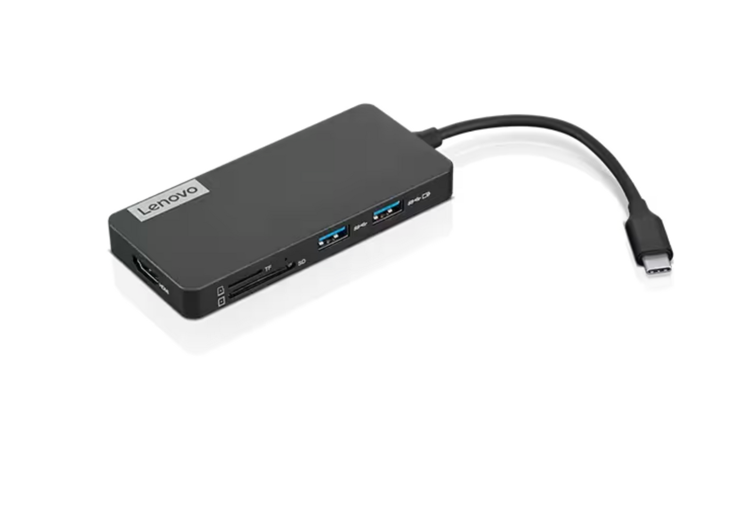 Adaptador Hub Lenovo 7 en 1 Tipo C Usb Hdmi Micro Sd Negro – imagen 2