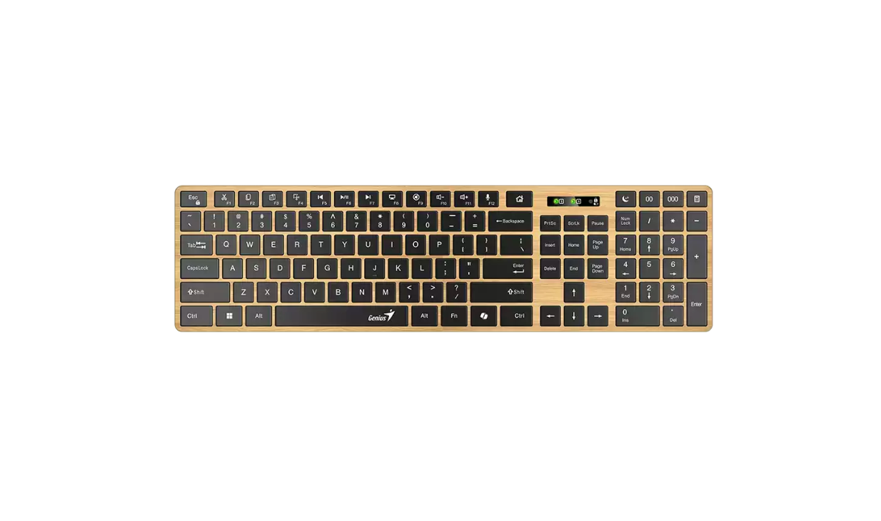 Teclado Slim Inalambrico Bluetooth + 2.4ghz Genius Slim Star-7250bt Dorado