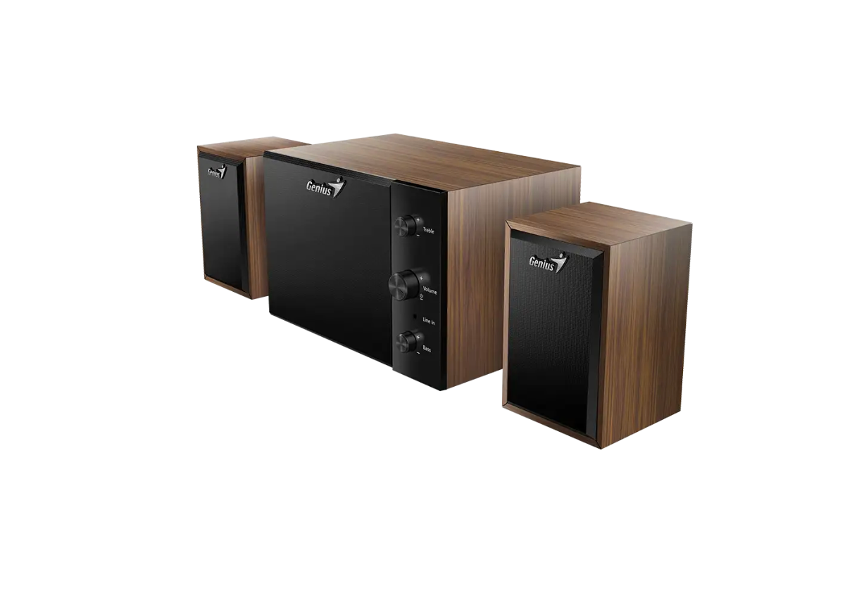 Parlantes Subwoofer Multimedia 2.1 Treble Bass Genius Sw-2.1-350 Cafe – imagen 3