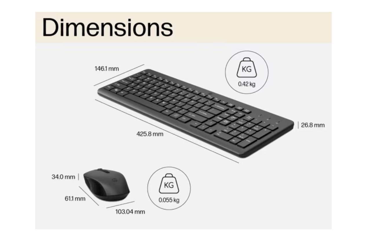 Kit Teclado + Mouse Inalambrico Hp 330 (2V9E6AA) Negro – imagen 3