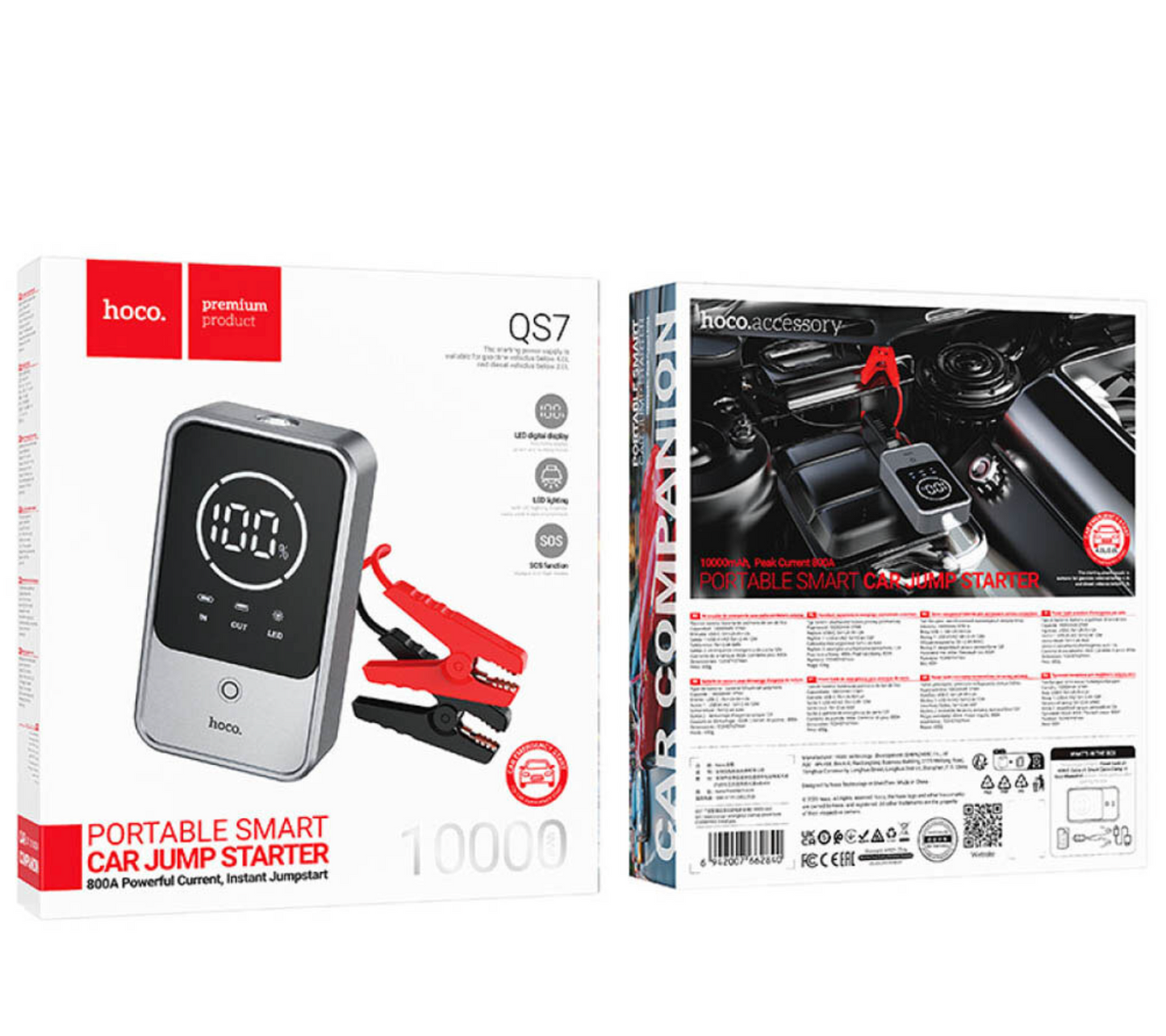 Powerbank Carga Rapida Partidor Auto Hoco Qs7 10000 Mah Gris – imagen 3