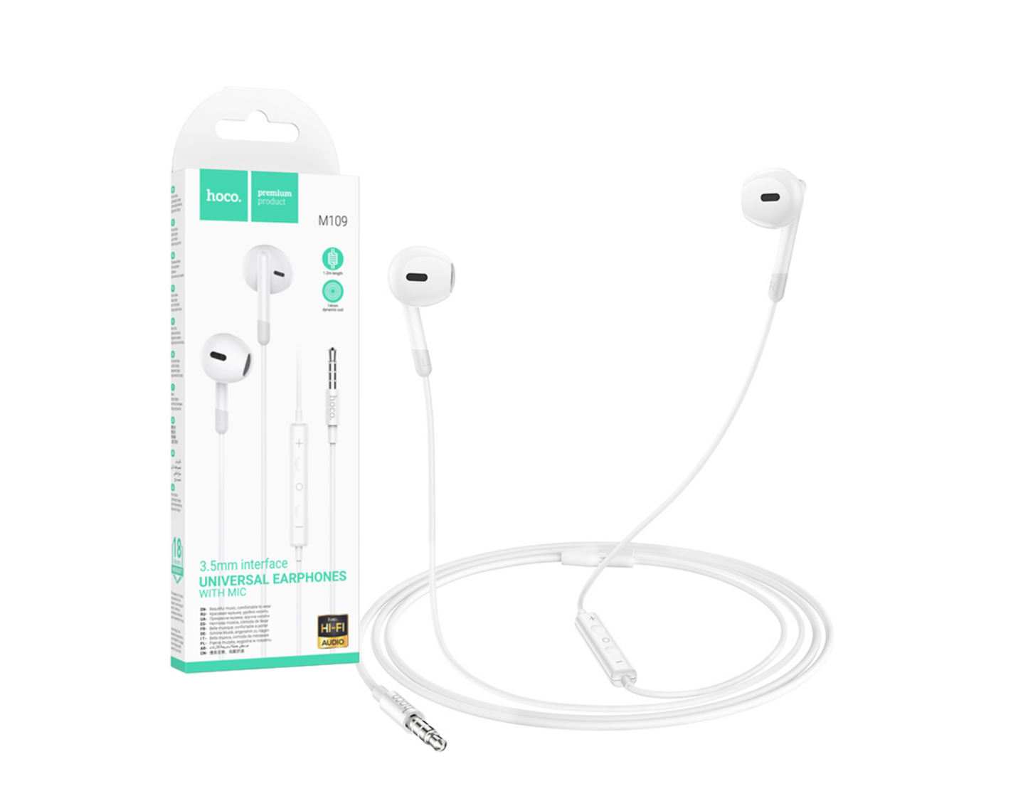 Audífonos In Ear Hoco M109 Con Cable 3.5mm Blanco – imagen 2
