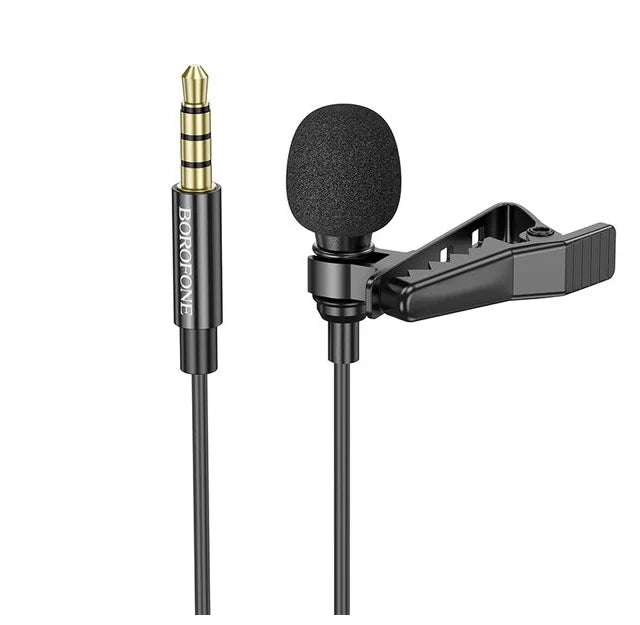 Microfono Lavalier Externo Borofone Bfk11 2m Jack 3.5mm Negro