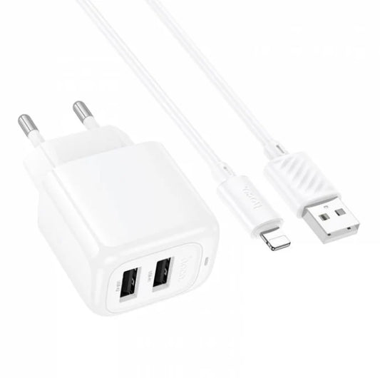 Cargador Hoco Cs51a 12w Dual + Cable Lightning Blanco